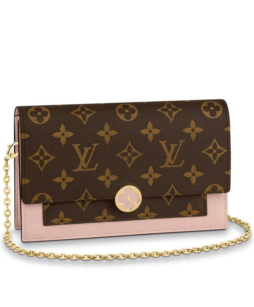 Louis Vuitton Flore Chain Wallet M67404 M67405 Pink