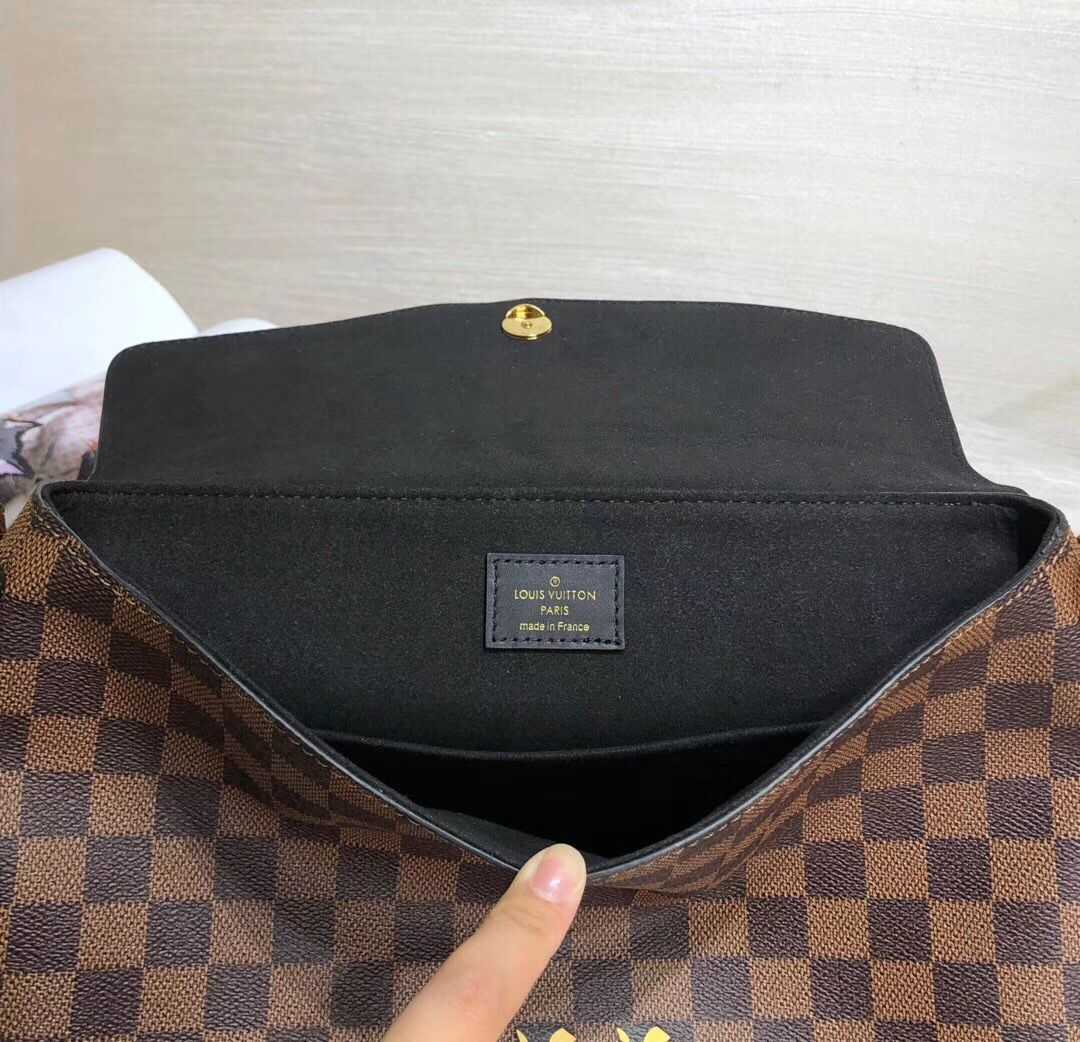 Louis Vuitton Outlet Damier Ebene Canvas Original Leather Beaubourg M40177 Black