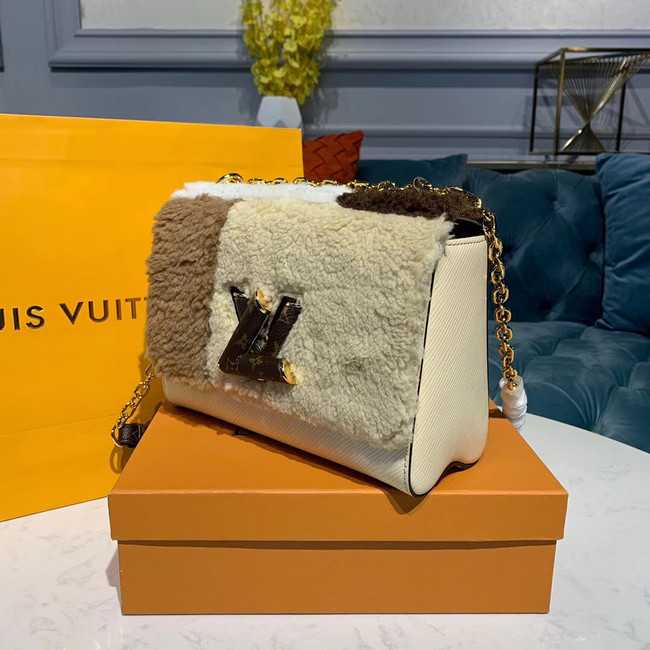 Louis Vuitton Outlet TWIST MM Original wool Leather Bag M55450 White
