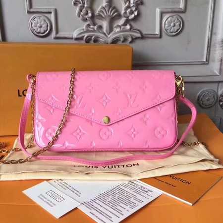 Louis Vuitton Outlet Original Monogram Vernis Felicie Chain Wallet 61276 Cherry blossoms