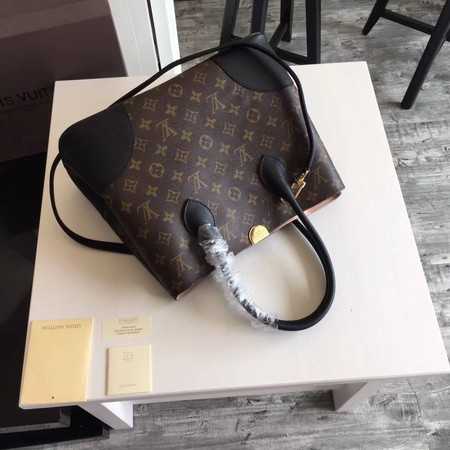 Louis Vuitton Outlet original Leather Monogram Canvas Tote Bag M41596 black
